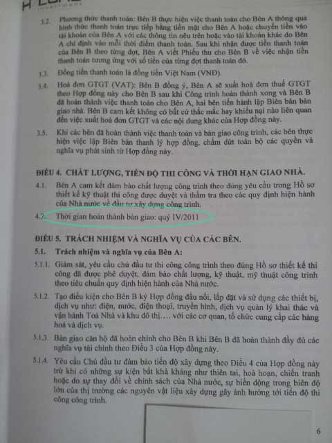 Hợp đồng mua bán của khách hàng với Hạ Long có quy định thời gian bàn giao căn hộ. Hợp đồng mua bán của khách hàng với Hạ Long có quy định thời gian bàn giao căn hộ.