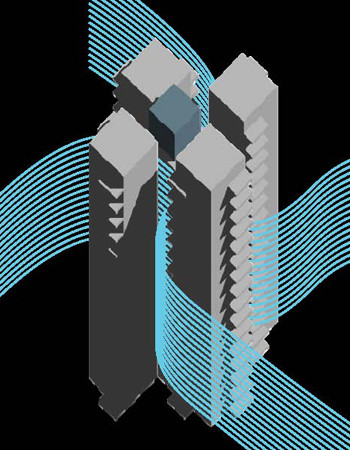 Phối cảnh những khối nhà dạng tổ ong.