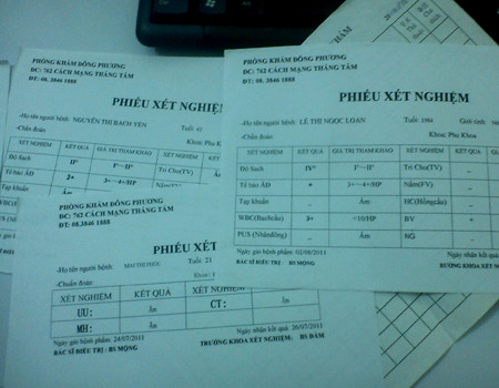 Các phiếu xét nghiệm của bệnh nhân Các phiếu xét nghiệm của bệnh nhân