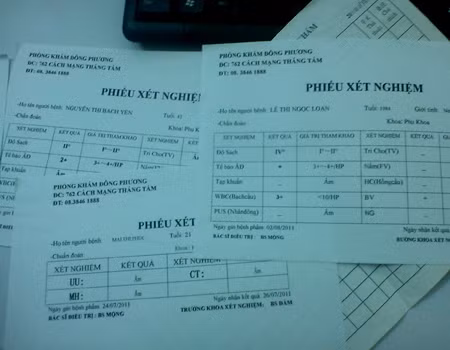 Các phiếu xét nghiệm của bệnh nhân
