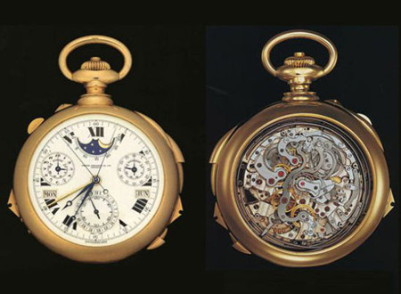 Super-complication - Giá 11 triệu USD, Đây là thiết kế dành riêng cho Henry Graves Jr., một nhà tài phiệt người New York. Chiếc đồng hồ có đường kính 74mm, được trang điểm bởi 24 carat vàng, lồng kính 36mm, cùng 2 mặt phô diễn 24 complication độc đáo. Super-complication - Giá 11 triệu USD, Đây là thiết kế dành riêng cho Henry Graves Jr., một nhà tài phiệt người New York. Chiếc đồng hồ có đường kính 74mm, được trang điểm bởi 24 carat vàng, lồng kính 36mm, cùng 2 mặt phô diễn 24 complication độc đáo.