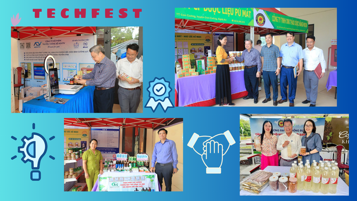 Sự kiện "TechFest đổi mới sáng tạo mở" của Trường Đại học Hồng Đức đã thu hút hàng trăm doanh nghiệp trong và ngoài nước tham dự. (Ảnh: website nhà trường, Thiết kế: Phương Thảo) TECHFEST.png