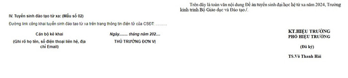 Bên trái là mẫu yêu cầu của Thông tư 08 và bên phải là trang cuối cùng trong đề án tuyển sinh 2024 của Trường Đại học Duy Tân (Ảnh chụp màn hình) canbo.jpg