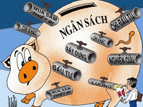 Ảnh biếm họa bội chi ngân sách Nhà nước (Ảnh: tienphong.vn).