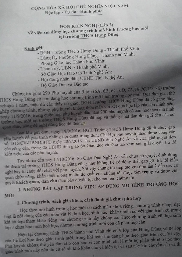 Đơn kiến nghị.