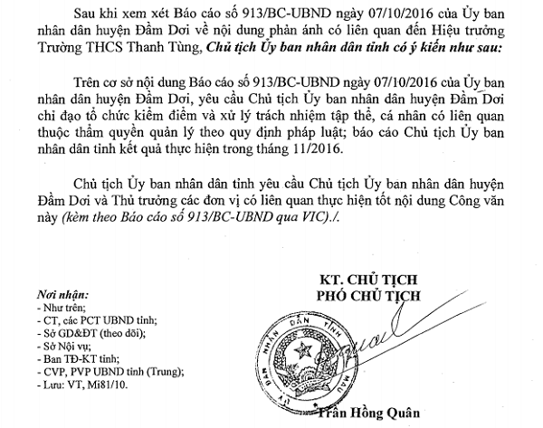 Công văn chỉ đạo của Ủy ban Nhân dân tỉnh Cà Mau. Công văn chỉ đạo của Ủy ban Nhân dân tỉnh Cà Mau.