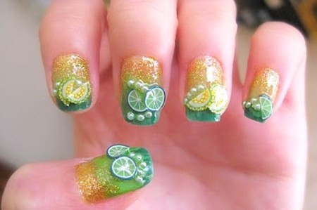 Nail hình quả chanh tươi. Nail hình quả chanh tươi.