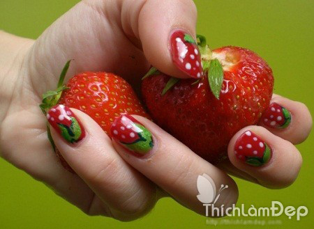 Nail hình dâu tây ngọt ngào. Nail hình dâu tây ngọt ngào.
