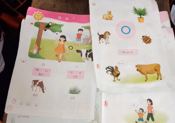 Sách tiếng Việt lớp 1 "Chân trời sáng tạo" vừa học vài buổi đã bung rơi từng tờ (Ảnh Phan Tuyết)