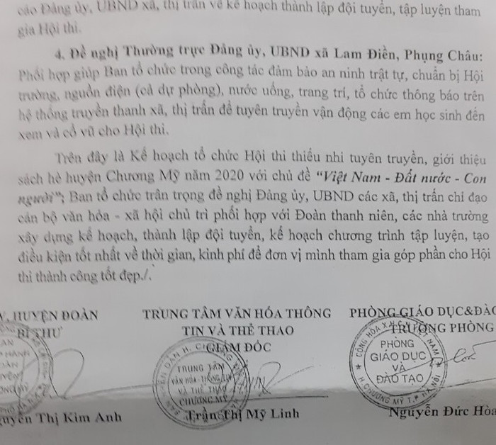 Công văn gửi về các trường tiểu học tại Chương Mỹ , Hà Nội yêu cầu tham gia Hội thi “Học sinh tuyên truyền giới thiệu sách hè 2020”. (Ảnh CTV) Công văn gửi về các trường tiểu học tại Chương Mỹ , Hà Nội yêu cầu tham gia Hội thi “Học sinh tuyên truyền giới thiệu sách hè 2020”. (Ảnh CTV)