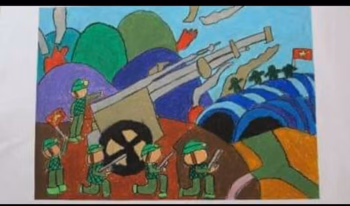 Bài vẽ của một học sinh gửi trực tuyến (Ảnh nhà trường cung cấp)