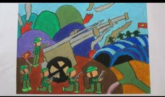 Bài vẽ của một học sinh gửi trực tuyến (Ảnh nhà trường cung cấp) Bài vẽ của một học sinh gửi trực tuyến (Ảnh nhà trường cung cấp)