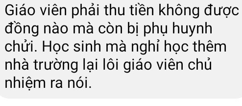 Tin nhắn của giáo viên một trường trung học (Ảnh tác giả)