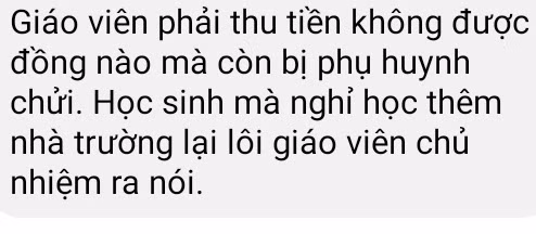 Tin nhắn của giáo viên một trường trung học (Ảnh tác giả)