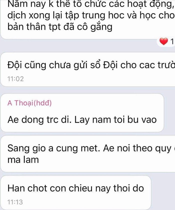 Tin nhắn của Hội Đồng đội (Ảnh CTV cung cấp)