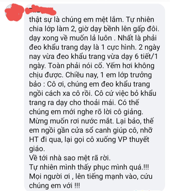 Lời kêu than của một giáo viên vừa phải dạy tăng tiết, vừa phải chịu nỗi khổ của khẩu trang (Ảnh tác giả) Lời kêu than của một giáo viên vừa phải dạy tăng tiết, vừa phải chịu nỗi khổ của khẩu trang (Ảnh tác giả)