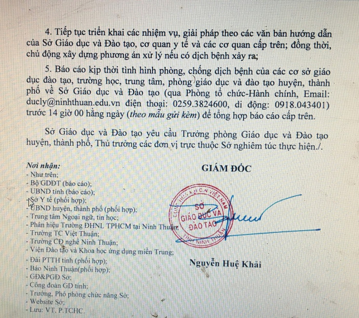 Ninh Thuận tiếp tục cho học sinh nghỉ học thêm 04 ngày phòng dịch cúm Ninh Thuận tiếp tục cho học sinh nghỉ học thêm 04 ngày phòng dịch cúm