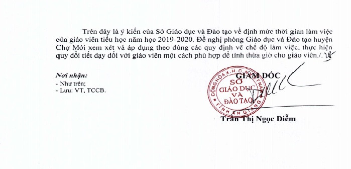 Thực hiện theo công văn này của Sở Giáo dục và Đào tạo An Giang, giáo viên không còn được nhận tiền phụ trội (Ảnh tác giả) Thực hiện theo công văn này của Sở Giáo dục và Đào tạo An Giang, giáo viên không còn được nhận tiền phụ trội (Ảnh tác giả)