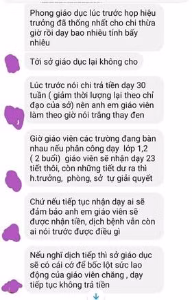Giáo viên An Giang chia sẻ việc không được nhận tăng giờ (Ảnh tác giả)
