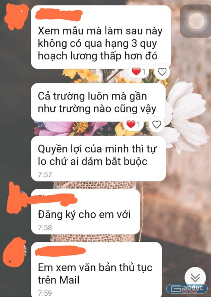 Tin nhắn của một lãnh đạo trường học cho giáo viên (Ảnh tác giả).