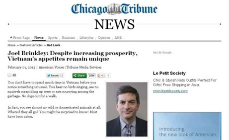 Ảnh chụp bài báo đã gây ra phản ứng giận dữ vì cho rằng "sỉ nhục" Việt Nam. Ảnh chụp bài báo đã gây ra phản ứng giận dữ vì cho rằng "sỉ nhục" Việt Nam.