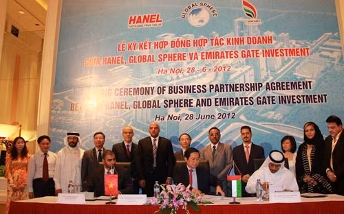 Lễ ký kết hợp đồng nguyên tắc giữa Global Sphere, Công ty Hanel với Emirates Gate Investment - Ảnh: Global Sphere.