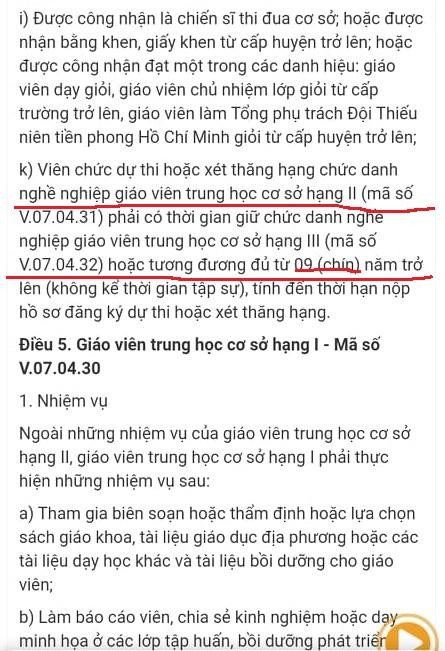 Thông tư mới quy định giáo viên trung học cơ sở hạng III lên chức danh giáo viên trung học cơ sở hạng II phải có thời gian giữ chức danh giáo viên trung học cơ sở hạng III hoặc tương đương từ đủ 9 (chín) năm trở lên Thông tư mới quy định giáo viên trung học cơ sở hạng III lên chức danh giáo viên trung học cơ sở hạng II phải có thời gian giữ chức danh giáo viên trung học cơ sở hạng III hoặc tương đương từ đủ 9 (chín) năm trở lên