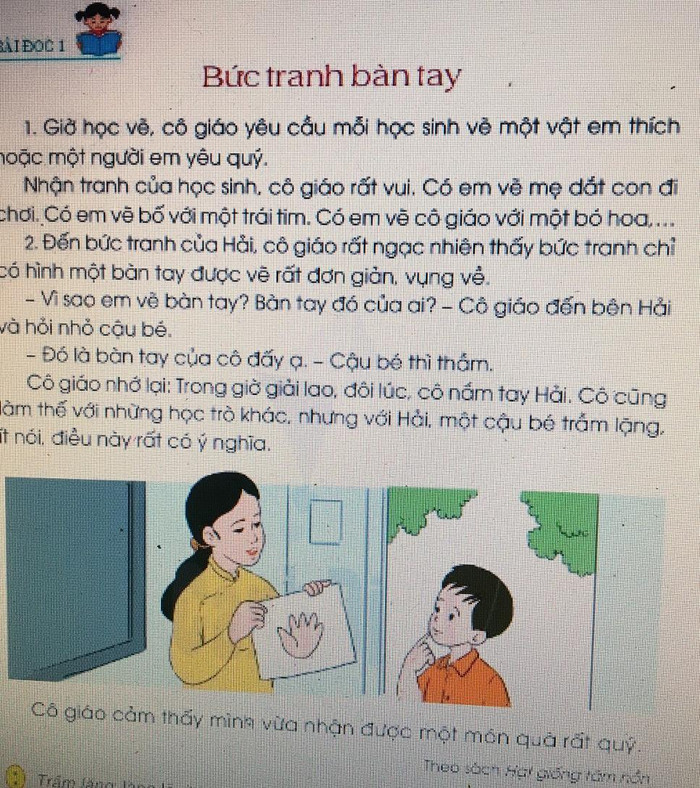 Một bài tập đọc rất hay và ý nghĩa (Ảnh: Đỗ Quyên)