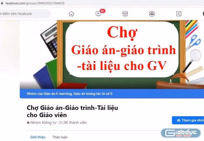Chợ giáo án, một nhóm kín có 31.900 thành viên, hình ảnh chỉ mang tính chất minh họa.