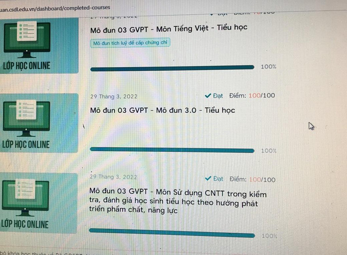 Một modul 3 mà có 3 phần học thế này, mỗi phần học có hàng trăm câu hỏi và các video (Ảnh Phan Tuyết) Một modul 3 mà có 3 phần học thế này, mỗi phần học có hàng trăm câu hỏi và các video (Ảnh Phan Tuyết)