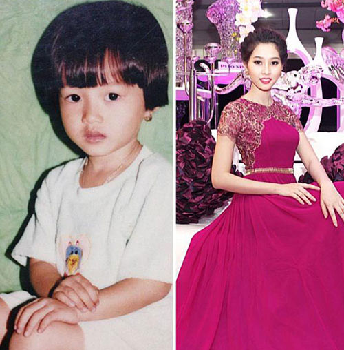 Hoa hậu Đặng Thu Thảo thuở đi mẫu giáo với tư thế tạo dáng khác chỉ đôi chút so với hình ảnh mới đây.