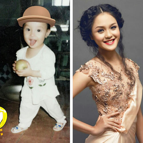 Hoành Anh ngày bé và hiện tại.