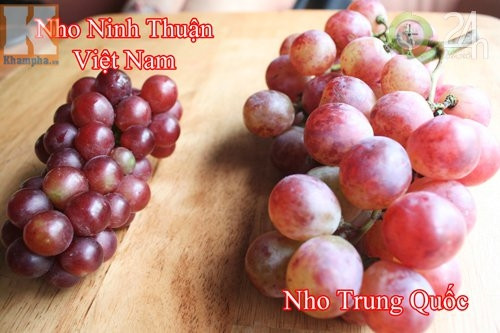 Nho Trung Quốc to tròn, có lớp vỏ màu nhạt, ăn vị chua, mềm, bở và nhiều hạt. Nho Mỹ vỏ sậm hơn, thuôn dài, vị ngọt, giòn, rất ít hoặc không có hạt. Nho Phan Rang (Ninh Thuận) quả nhỏ, chùm ngắn, màu xanh tươi.