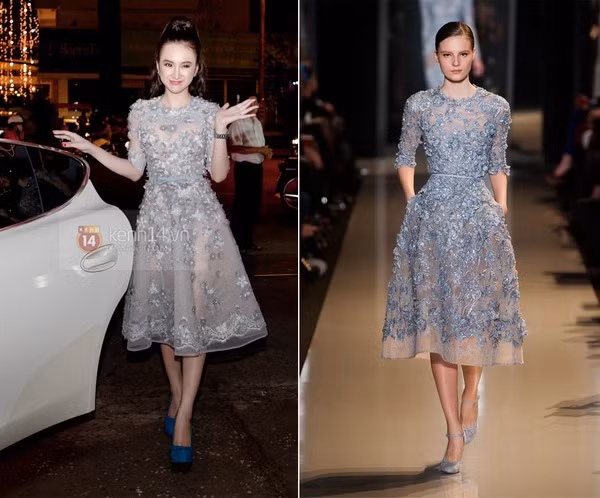 Từ kiểu dáng, màu sắc đến chất liệu - chiếc đầm của Angela Phương Trinh và "bản gốc" của Elie Saab có những điểm tương đồng khó có thể chối cãi.