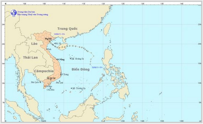 Chùm ảnh đường đi và vị trí cơn bão.