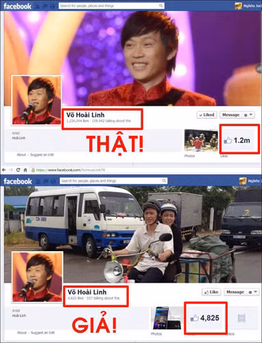 Khó có thể phân biệt được giữa hai facebook thật giả này.