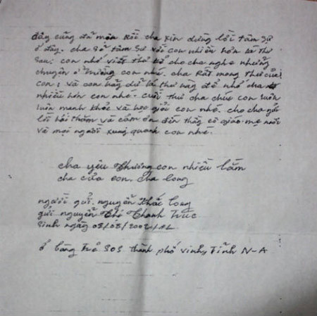 Tử tù, đứa con mồ côi và những tâm thư ảnh 3 Tử tù, đứa con mồ côi và những tâm thư, An ninh Xã hội, giet nguoi, giet vo, ngoai tinh, tu tu, nguyen khac long, bao, bao cong an, bao an ninh, vn