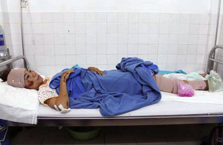 VĐV Trương Thanh Hằng đang điều trị tại Bệnh viện Đa khoa Đà Nẵng.