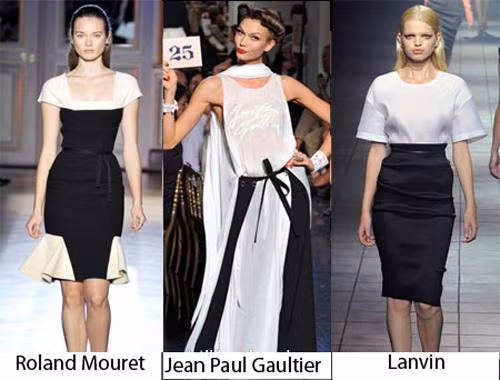 7. Kết hợp trắng và đen cổ điển Đen và trắng vốn được xem là sự kết hợp tạo nên một diện mạo cổ điển nhưng năm nay chúng lại xuất hiện với phong cách sành điệu và trẻ trung hơn. Xem thêm: Váy Hè 2012/ Xu ướng trang điểm 2012/ Sơ mi2012