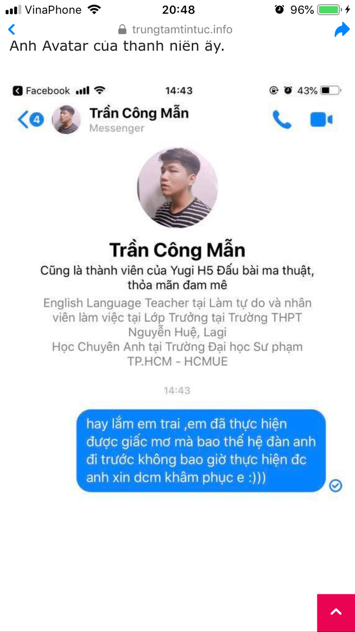 Một trong những trang mạng đăng những điều không thật về em Trần Công Mẫn Một trong những trang mạng đăng những điều không thật về em Trần Công Mẫn