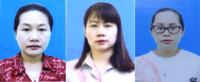 Lần lượt 3 đối tượng bị khởi tố (từ trái qua phải): Nguyễn Thị Thu Loan, Nguyễn Thị Hồng Chung, Bùi Thanh Trà. Ảnh: Bộ Công An. Lần lượt 3 đối tượng bị khởi tố (từ trái qua phải): Nguyễn Thị Thu Loan, Nguyễn Thị Hồng Chung, Bùi Thanh Trà. Ảnh: Bộ Công An.