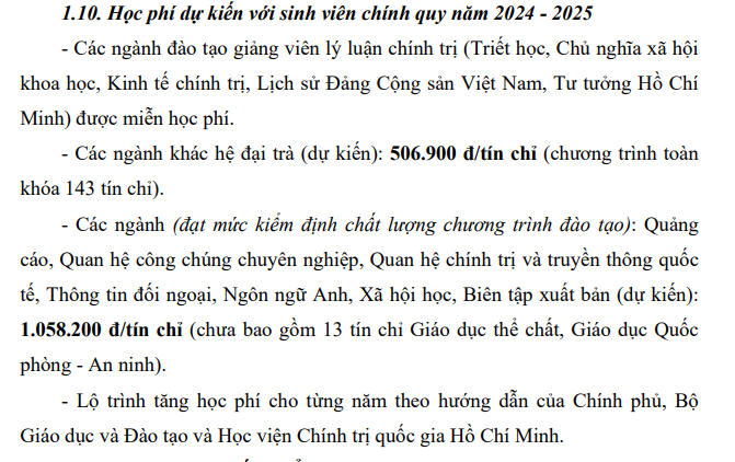 Ảnh chụp từ Đề án tuyển sinh 2024 của Học viện Báo chí và Tuyên truyền. 5. AJC.png
