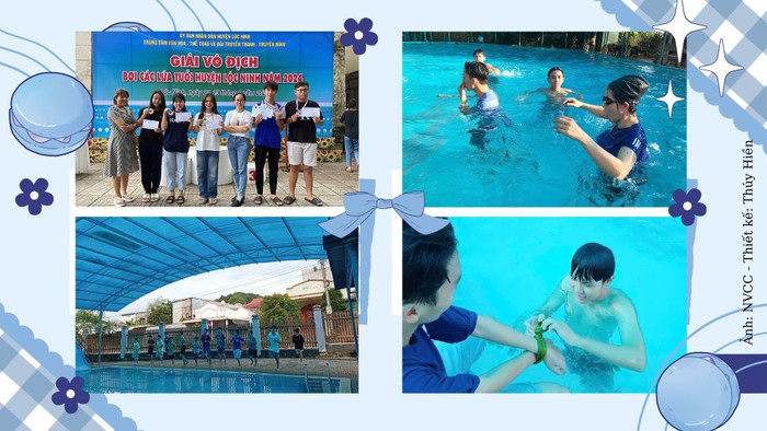 Giáo viên Trường Trung học phổ thông Lộc Ninh dành nhiều thời gian ngoài giờ học chính khóa để hỗ trợ dạy bơi cho đội tuyển của nhà trường và tổ chức lớp học bơi dành cho các em học sinh. lt2.jpg