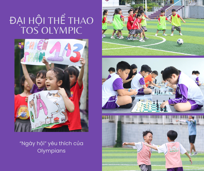 Các học sinh khối Tiểu học tham gia ngày hội thể thao của toàn trường. Ảnh: NTCC. Photo collage facebook post (1).png