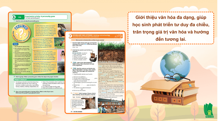 Một điểm đặc biệt của sách tiếng Anh thuộc bộ sách Chân trời sáng tạo là tài liệu Đọc/Nghe được mở rộng, cập nhật thông tin thực tế. Ảnh: Nhà xuất bản Giáo dục Việt Nam. fp04.png