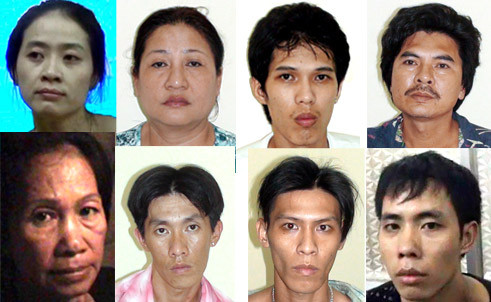 Thảo và các đối tượng trong đường dây buôn bán ma túy xuyên Quốc gia. Ảnh: CATP