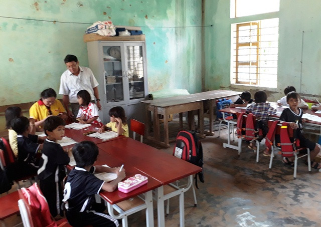 Điểm trường tiểu học tại nhà văn hóa bản. (Ảnh: P.P)