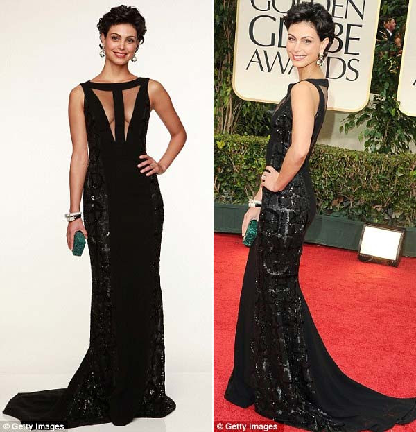 Morena Baccarin cũng không kém phần sexy khi diện chiếc váy đen xẻ táo bạo ở vòng 1. Morena Baccarin cũng không kém phần sexy khi diện chiếc váy đen xẻ táo bạo ở vòng 1.