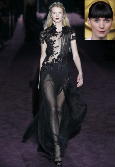 Sau khi diễn vai Lisbeth Salander trong phim 'The Girl with the Dragon Tattoo' (Cô gái với hình xăm rồng), Rooney Mara đã bị hấp dẫn bởi phong cách dark gothic. Và rất có thể ứng viên cho giải Nữ diễn viên xuất sắc sẽ diện chiếc váy Gucci tối màu ấn tượng này. Sau khi diễn vai Lisbeth Salander trong phim 'The Girl with the Dragon Tattoo' (Cô gái với hình xăm rồng), Rooney Mara đã bị hấp dẫn bởi phong cách dark gothic. Và rất có thể ứng viên cho giải Nữ diễn viên xuất sắc sẽ diện chiếc váy Gucci tối màu ấn tượng này.