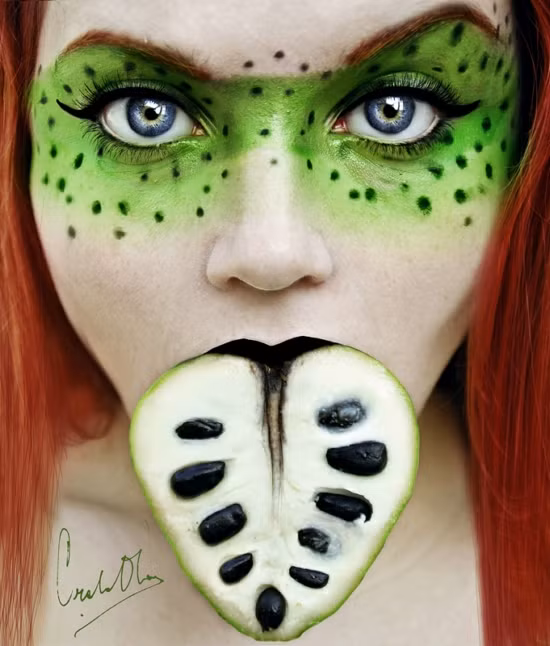 Ấn tượng với mãng cầu. Xem thêm: 5 tông trang điểm yêu thích của mỹ nhân Việt/ Khiếp hãi sao Việt trang điểm "lỡ tay"/ Xu hướng trang điểm Xuân 2012 / Độc đáo với cách trang điểm tone hai màu